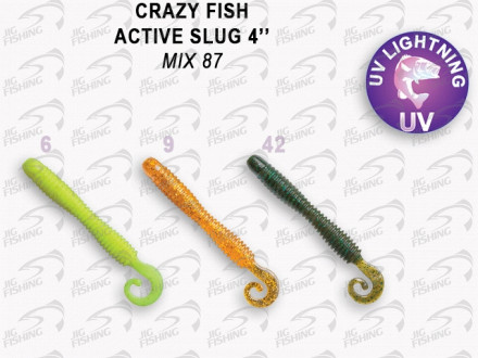 Мягкие приманки Crazy Fish Active Slug 4&quot; Mix 87