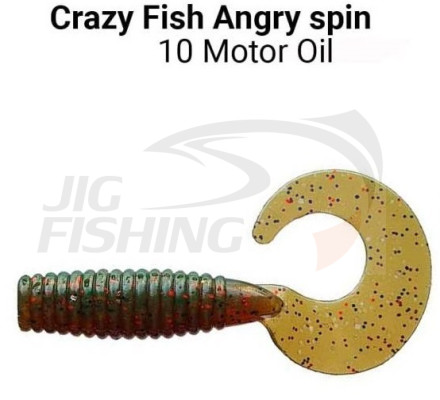 Мягкие приманки Crazy Fish Angry Spin 1.4&quot;  10 Motor Oil