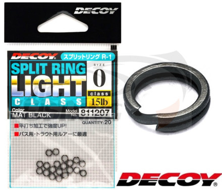 Заводные кольца Decoy R-1 Split Ring Light Class Mat Black #3 18.2kg 40lb
