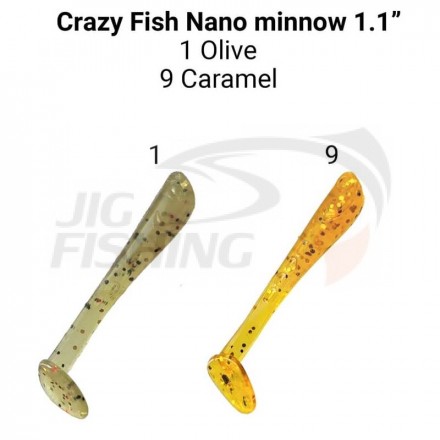 Мягкие приманки Crazy Fish Nano Minnow 1.1&quot;  #01 Olive #09 Caramel