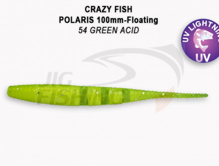 Мягкие приманки Crazy Fish Polaris Floating 4&quot; #54 Green Acid