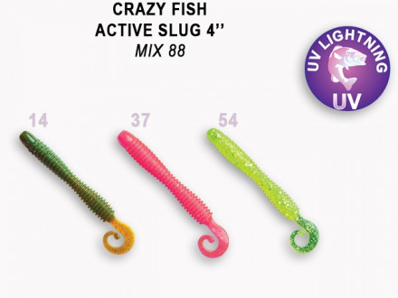 Мягкие приманки Crazy Fish Active Slug 4&quot; Mix 88