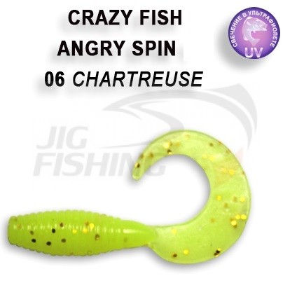 Мягкие приманки Crazy Fish Angry Spin 1.4&quot; 06 Chartreuse