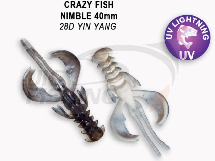 Мягкие приманки Crazy Fish  Nimble 1.6&quot; #28D Yin Yang