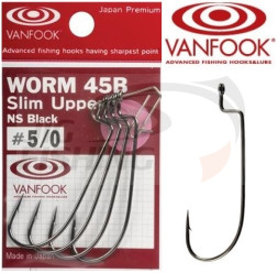 Крючки офсетные Vanfook Worm 45B Slim Upper #1 (8шт/уп)