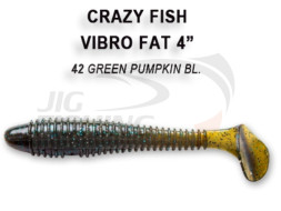 Мягкие приманки Crazy Fish Vibro Fat 4&quot; 42 Green Pumpkin BL