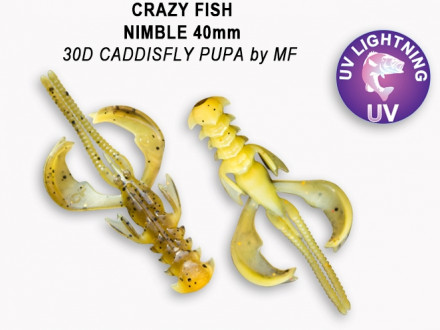 Мягкие приманки Crazy Fish  Nimble 1.6&quot; #30D Caddisfly Pupa