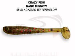 Мягкие приманки Crazy Fish Nano Minnow 1.6&quot; 68 Black Red Watermelon