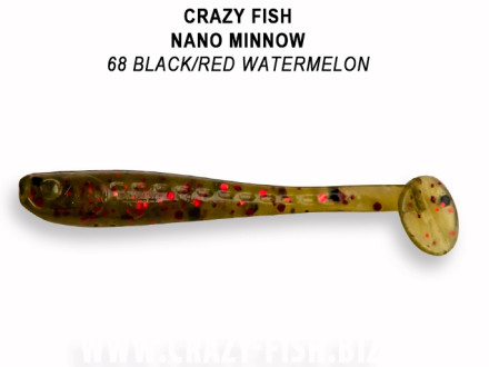 Мягкие приманки Crazy Fish Nano Minnow 1.6&quot; 68 Black Red Watermelon