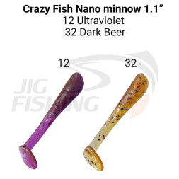 Мягкие приманки Crazy Fish Nano Minnow 1.1&quot;  #12 Ultraviolet #32 Dark Beer