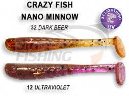 Мягкие приманки Crazy Fish Nano Minnow 1.1&quot;  #12 Ultraviolet #32 Dark Beer