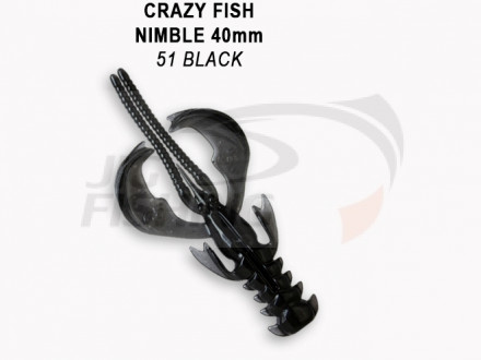 Мягкие приманки Crazy Fish  Nimble 1.6&quot; #51 Black