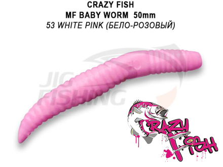 Мягкие приманки Crazy Fish MF Baby Worm 2&quot; #53 White Pink (Squid+Shrimp)