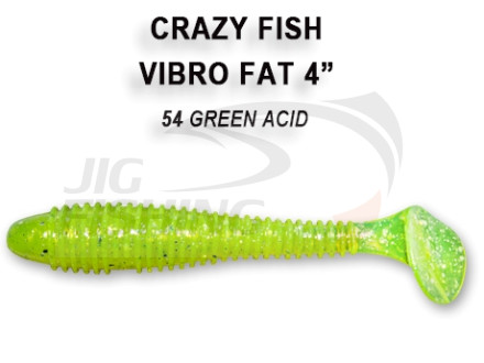 Мягкие приманки Crazy Fish Vibro Fat 4&quot; 54 Green Acid