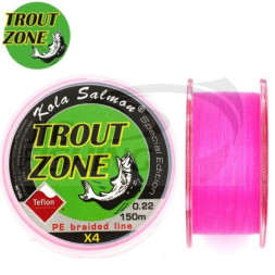 Шнур Trout Zone 4X Teflon PE Line Hybrid Pink 150m #0.22 0.079mm 1.7kg 3.5lb