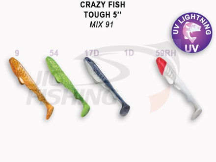 Мягкие приманки  Crazy Fish Tough 5&quot; Mix 91