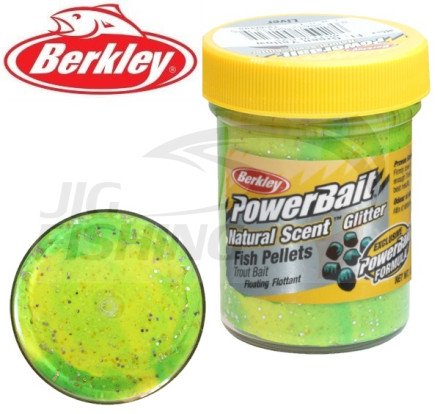 Паста форелевая Berkley Natural Scent Trout Bait 50gr Fl. Green Yellow Pellets