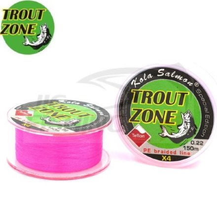 Шнур Trout Zone 4X Teflon PE Line Hybrid Pink 150m #0.3 0.09mm 2.1kg 4lb