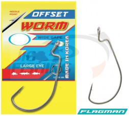 Крючок Flagman Wide Range Offset Worm Big Eye #8 (10шт/уп)