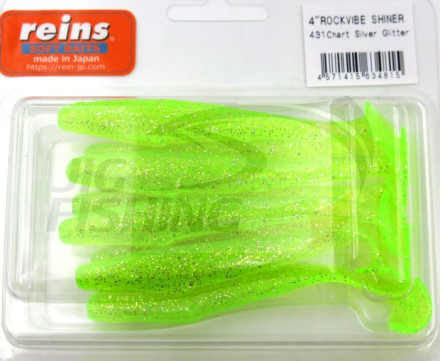 Силиконовые приманки Reins Rockvibe Shiner 4&quot; #431 Chart Silver Glitter