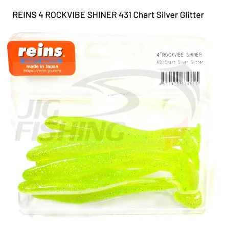 Силиконовые приманки Reins Rockvibe Shiner 4&quot; #431 Chart Silver Glitter