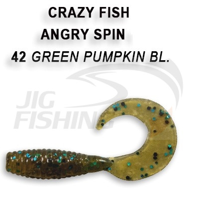 Мягкие приманки Crazy Fish Angry Spin 1.4&quot; 42 Green Pumpkin BL