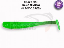 Мягкие приманки Crazy Fish Nano Minnow 1.6&quot; 81 Toxic Green