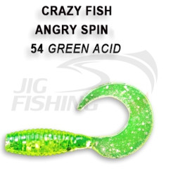 Мягкие приманки Crazy Fish Angry Spin 1.4&quot; 54 Green Acid