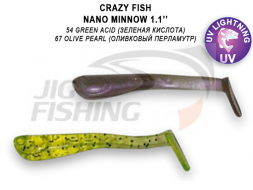 Мягкие приманки Crazy Fish Nano Minnow 1.1&quot;  #54 Green Acid #67 Olive Pearl