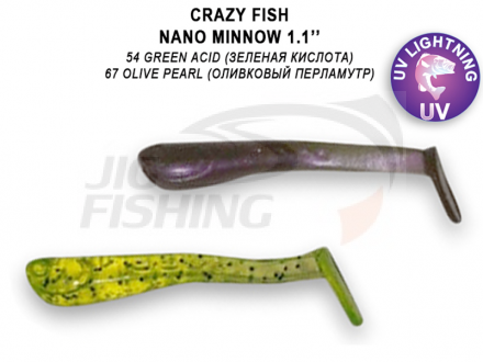 Мягкие приманки Crazy Fish Nano Minnow 1.1&quot;  #54 Green Acid #67 Olive Pearl