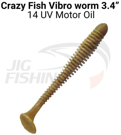 Мягкие приманки Crazy Fish Vibro Worm Floating 3.4&quot; #14 UV Motor Oil