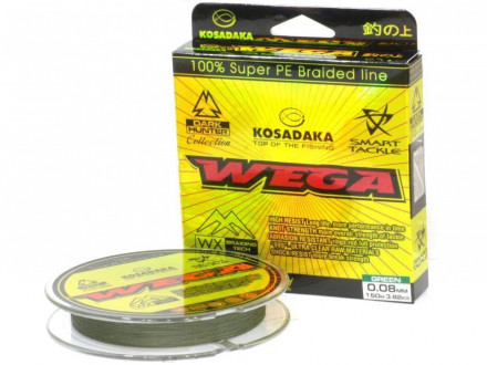 Шнур плетеный Kosadaka Vega 150m #0.18mm 10.19kg Green