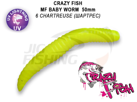 Мягкие приманки Crazy Fish MF Baby Worm Floating 2&quot; #06 Chartreuse (Squid+Shrimp)