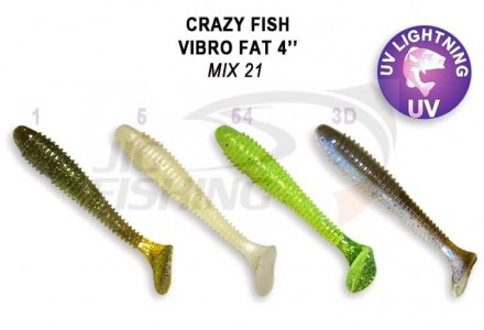 Мягкие приманки Crazy Fish Vibro Fat 4&quot; Mix 21