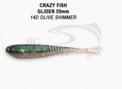 Мягкие приманки Crazy Fish Glider 2.2&quot; 14D Olive Shinner