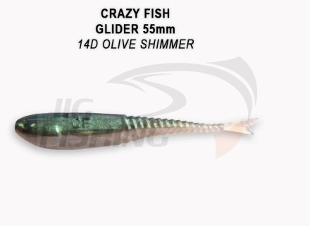 Мягкие приманки Crazy Fish Glider 2.2&quot; 14D Olive Shinner