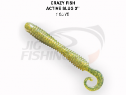 Мягкие приманки Crazy Fish Active Slug 3&quot; #1 Olive