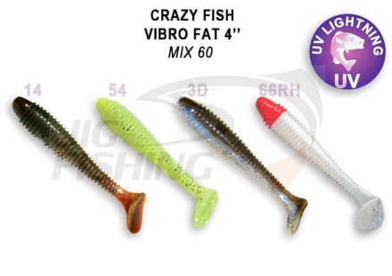 Мягкие приманки Crazy Fish Vibro Fat 4&quot; Mix 60
