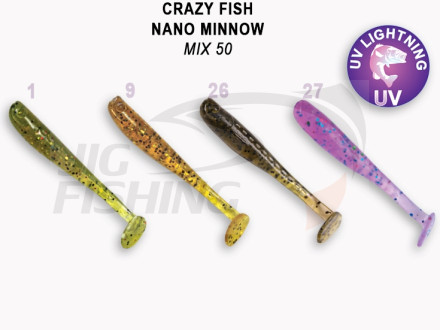 Мягкие приманки Crazy Fish Nano Minnow 1.6&quot; Mix 50