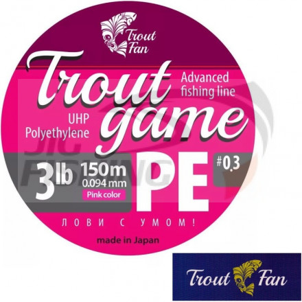 Шнур Trout Fan Trout Game PE X3 150m Pink #0.3 0.094mm 3lb