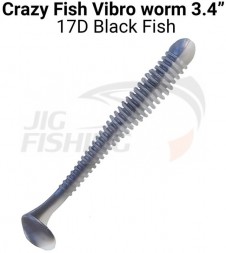 Мягкие приманки Crazy Fish Vibro Worm Floating 3.4&quot; #17D Black Fish
