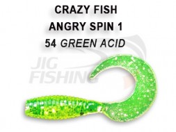 Мягкие приманки Crazy Fish Angry Spin 1&quot;   54 Green Acid