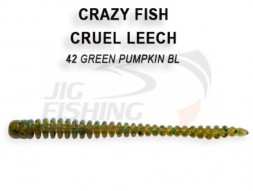 Мягкие приманки Crazy Fish Cruel Leech 2&quot; #42 Green Pumpkin BL
