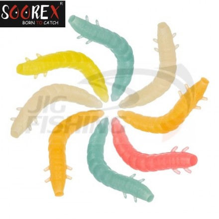 Мягкие приманки Soorex Pro Bait King Worm 55mm #215 Glow Mix