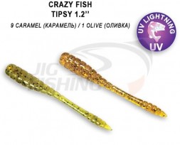 Мягкие приманки Crazy Fish Tipsy 1.2&quot; #01 Olive #09 Caramel