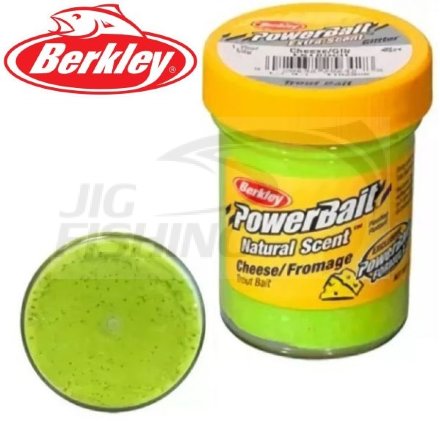 Паста форелевая Berkley PowerBait Natural Scent 50gr Chartreuse Glitter Cheese