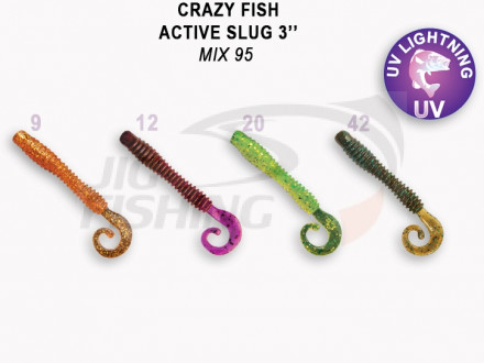 Мягкие приманки Crazy Fish Active Slug 3&quot; Mix 95