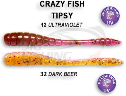 Мягкие приманки Crazy Fish Tipsy 1.2&quot; #12 Ultraviolet #32 Dark Beer