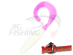 Мягкие приманки Bass Assassin Curly Shad 4&quot; #CSA26253 White Pink Tail