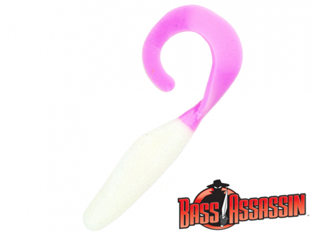 Мягкие приманки Bass Assassin Curly Shad 4&quot; #CSA26253 White Pink Tail